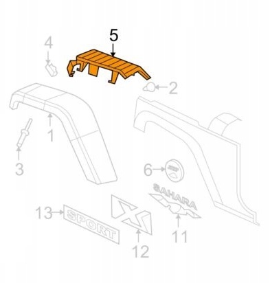 სამაგრი ფრთის მოლდინგის მარცხენა - JEEP WRANGLER 2007-2018 Кронштейн левый