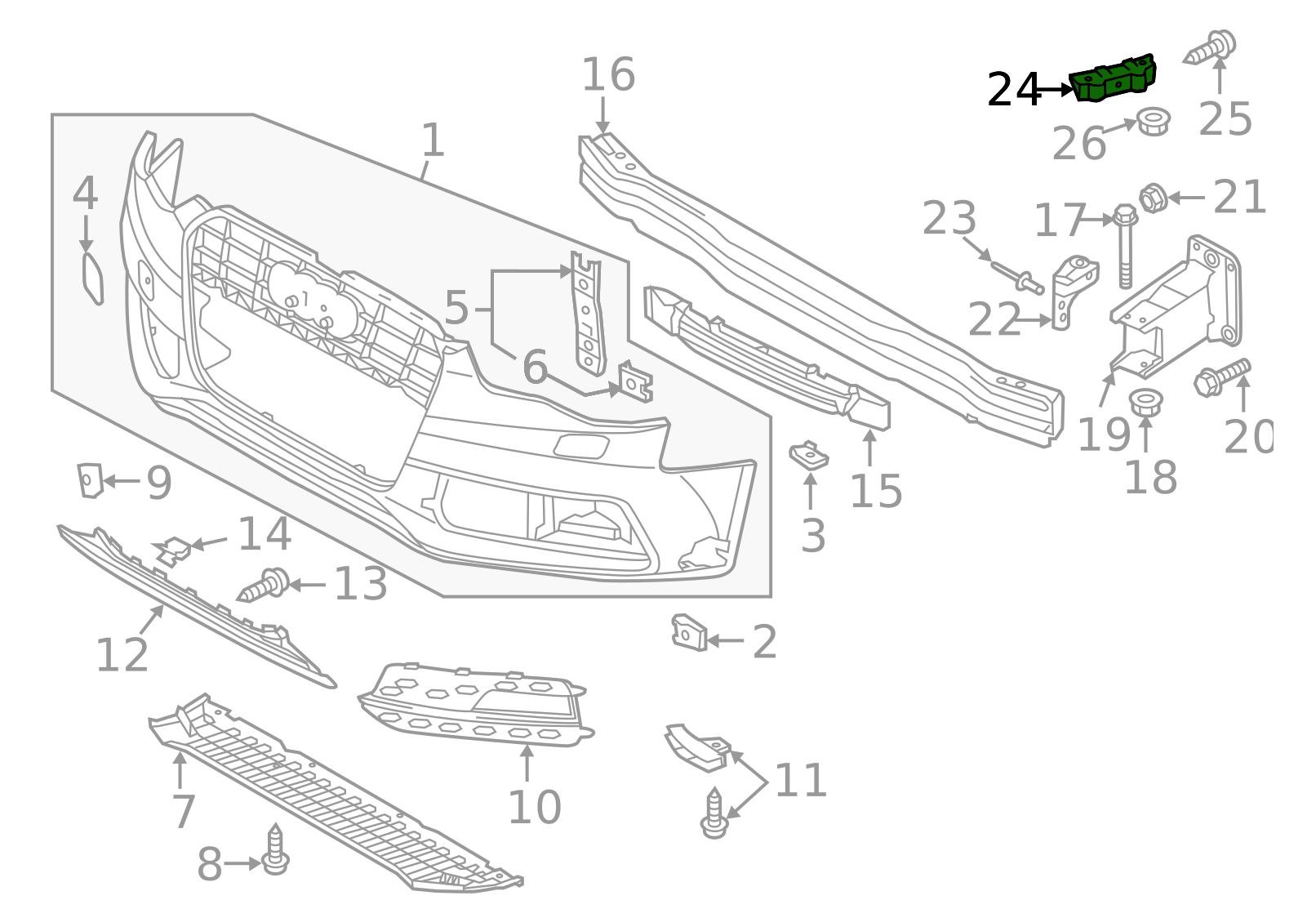 სამაგრი წინა ბამპერის მარჯვენა-AUDI A5 2012-2016