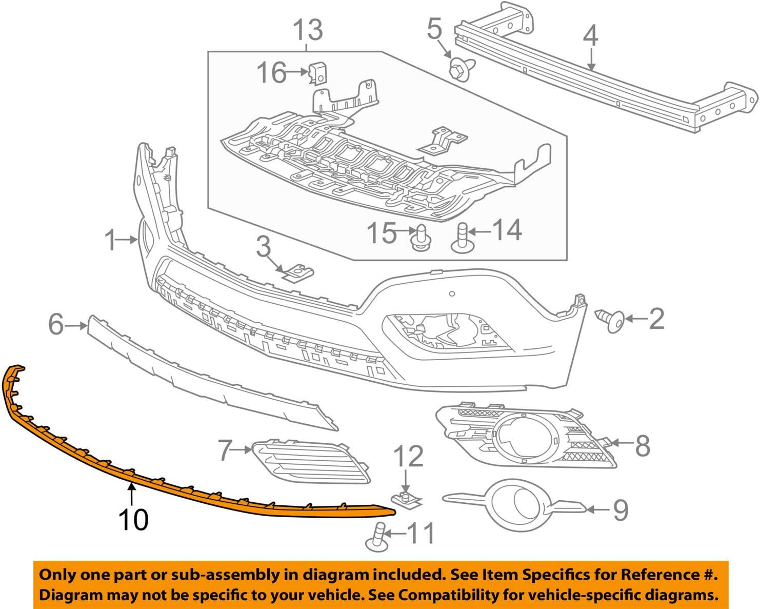 სპოილერი წინა ბამპერის - BUICK ENCORE 2013-16/VH/OP MOKKA 2013-16