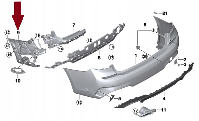 ბრეკეტი უკანა მარცხენა - BMW  3 S G20 M SPORT 2020-2022