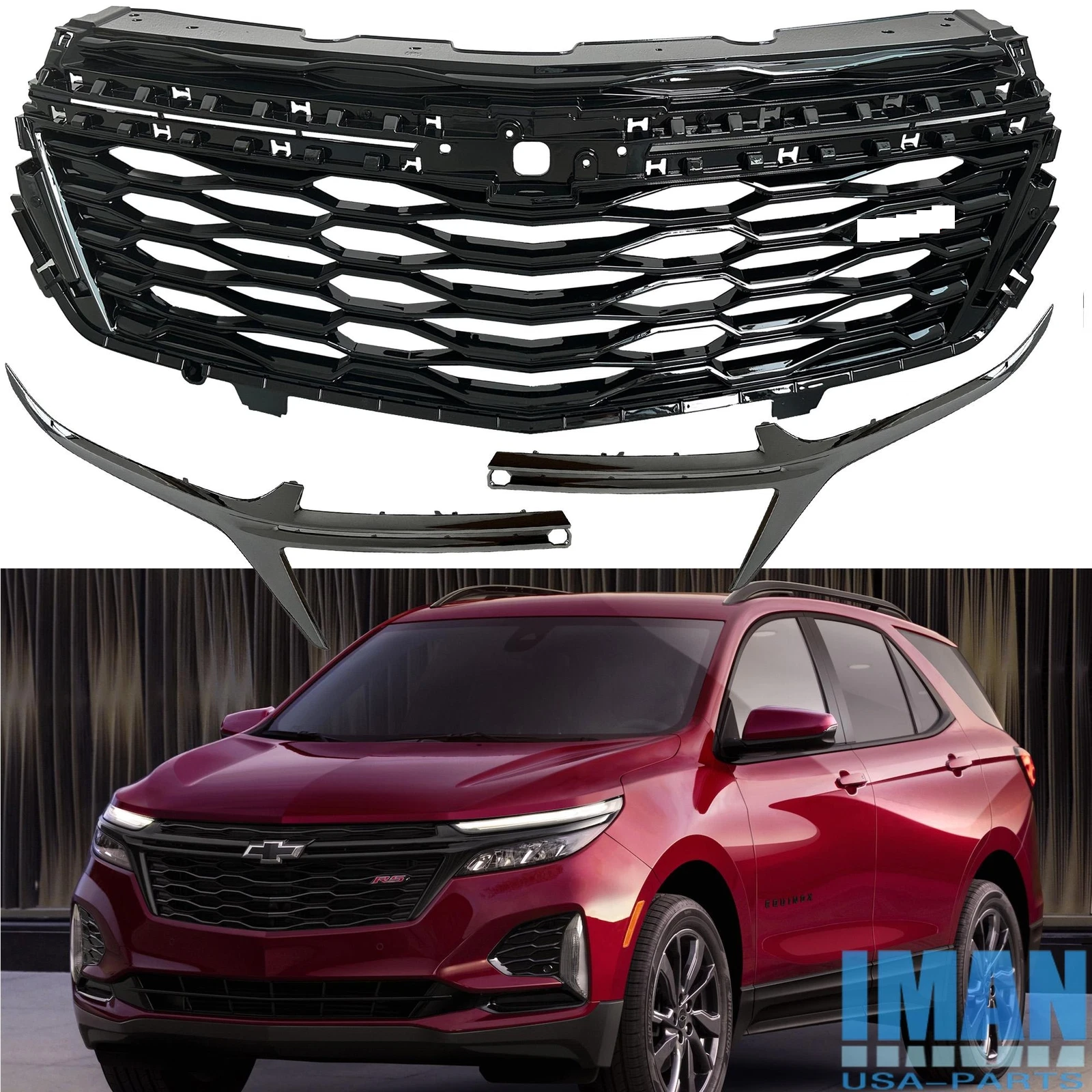ბადე შავი ქრომირებული მოლდინგით RS TYPE - CHEVROLET EQUINOX 2021- ბადე შავი ქრომირებული მოლდინგით RS TYPE - CHEVROLET EQUINOX 2021-