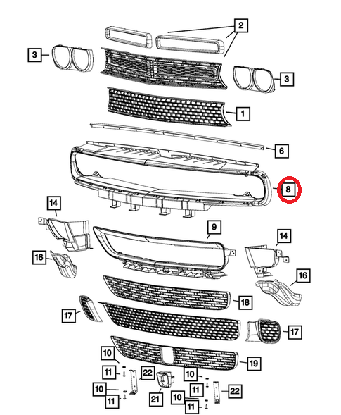 სამაგრი ბადის - DODGE CHALLENGER 2015-2022 Grille frame