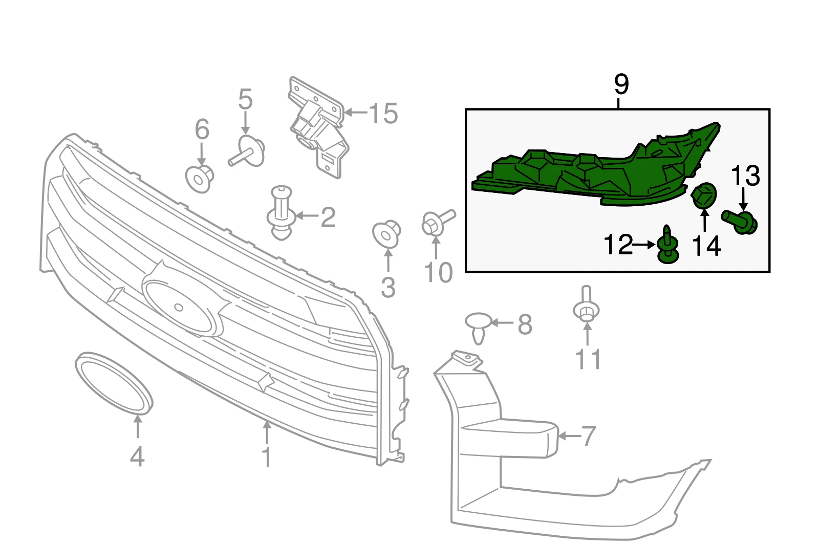 სამაგრი წინა ბამპერის მარცხენა - FORD F150 RAPTOR 2018-2020