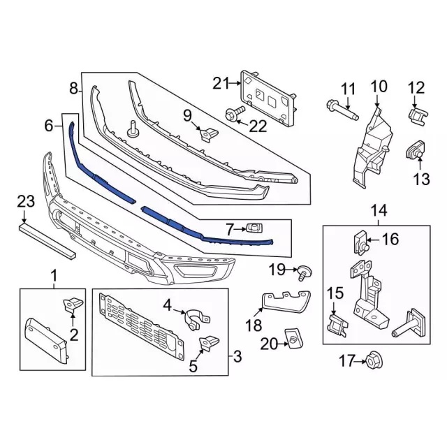 მოლდინგი წინა ბამპერის შავი მარცხენა - FORD 150 RAPTOR 2021-