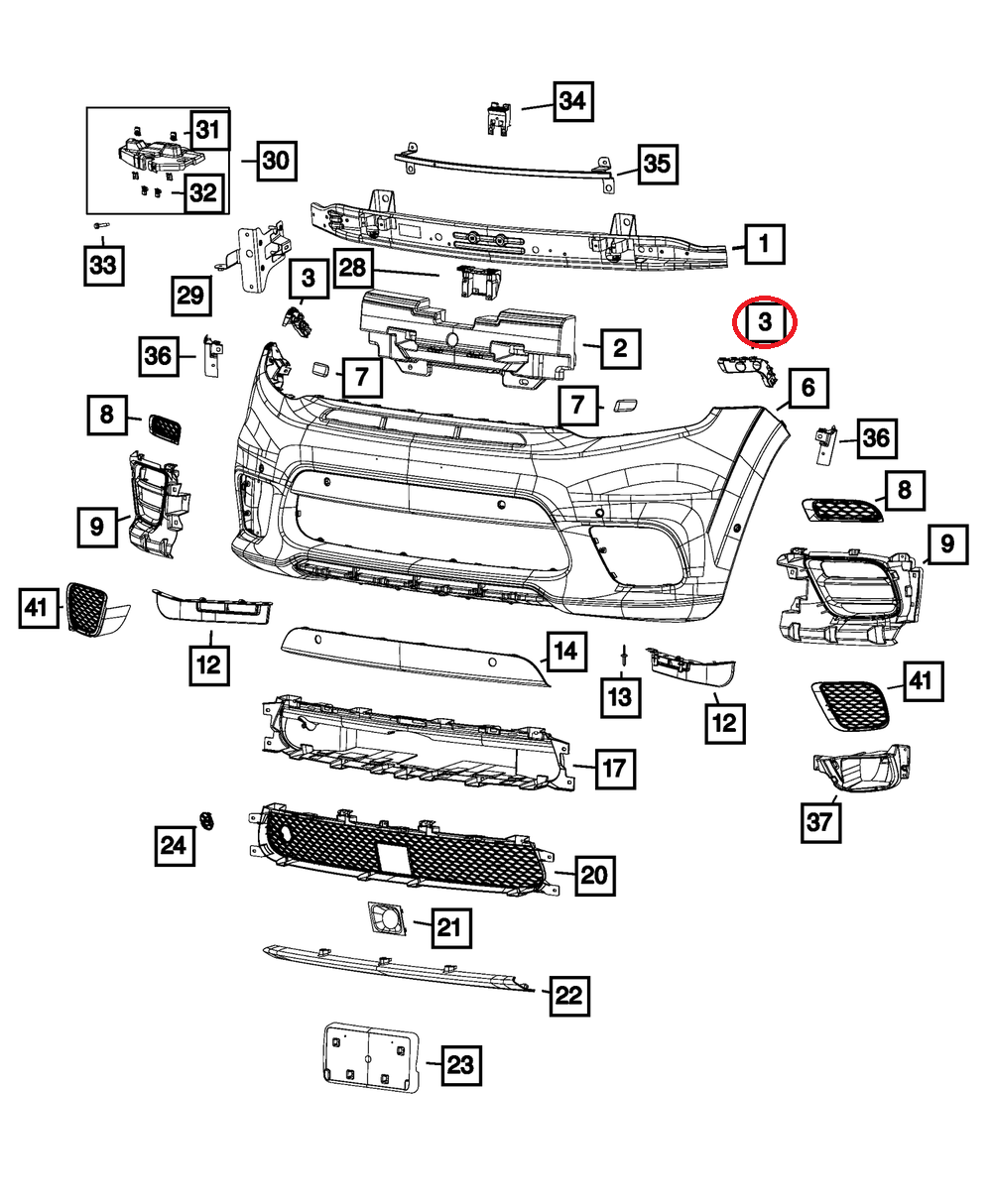 სამაგრი წინა ბამპერის მარცხენა - JEEP GRAND CHEROKEE 2014- Bracket front left