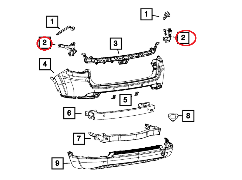 სამაგრი უკანა ბამპერის მარცხენა - JEEP COMPASS 2017- bracket rear left