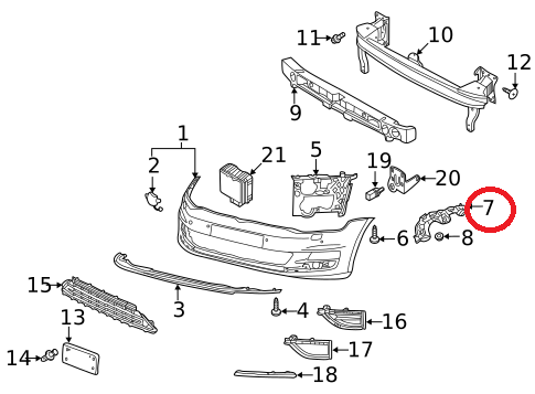 სამაგრი წინა ქვედა მარცხენა - VOLKSWAGEN GOLF 7 2015-2018 Bracket front left
